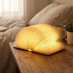 Folding Book Light Portable LED Accent Lamp Touch Dimmable USB Rechargeable for Nightstand Desk Bedside Decor Wood & Paper 8.7 × 6.7 × 1 Inc