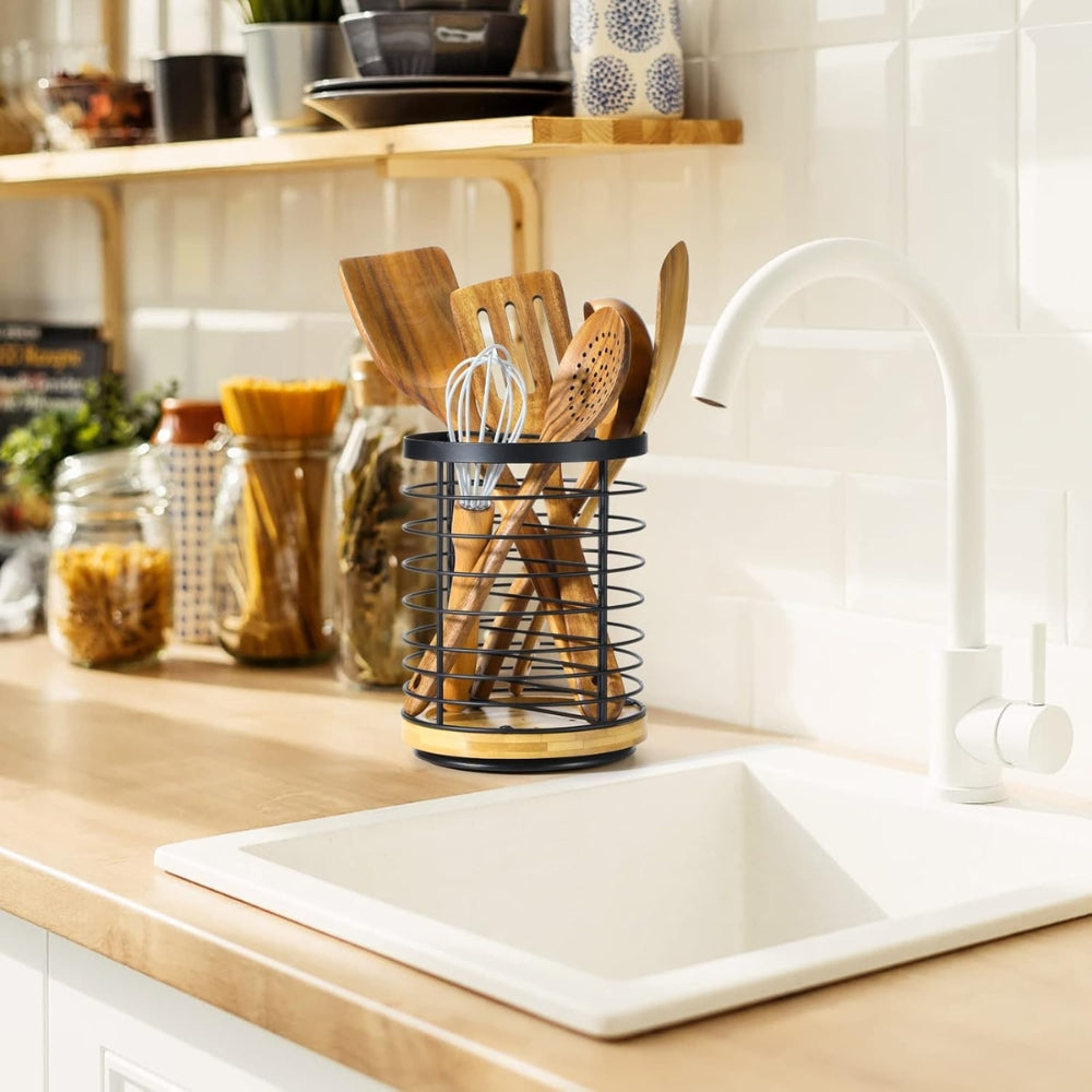 Brio Kitchen Organizer - Iron Frame, 360-Degree Rotating Utensil Holder