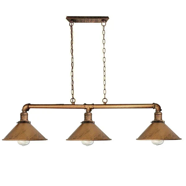 Triple Socket Industrial Overhead Fixture Metal 47 in × 40 in Rustic Red for Dining Kitchen Island Bar Restaurant Loft