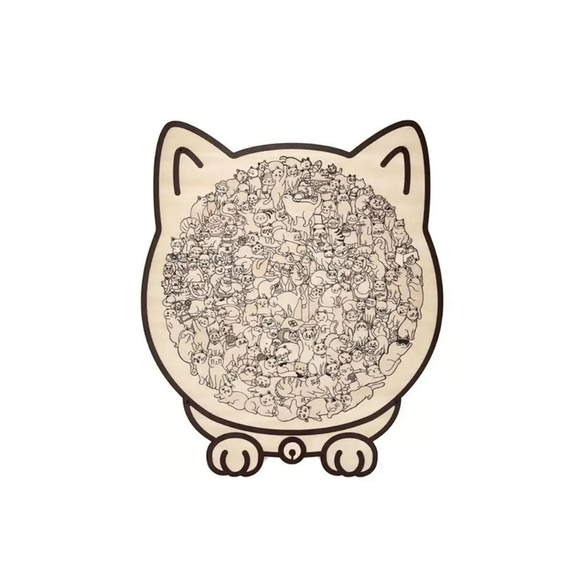 135 Piece Cat Shaped Wooden Puzzle