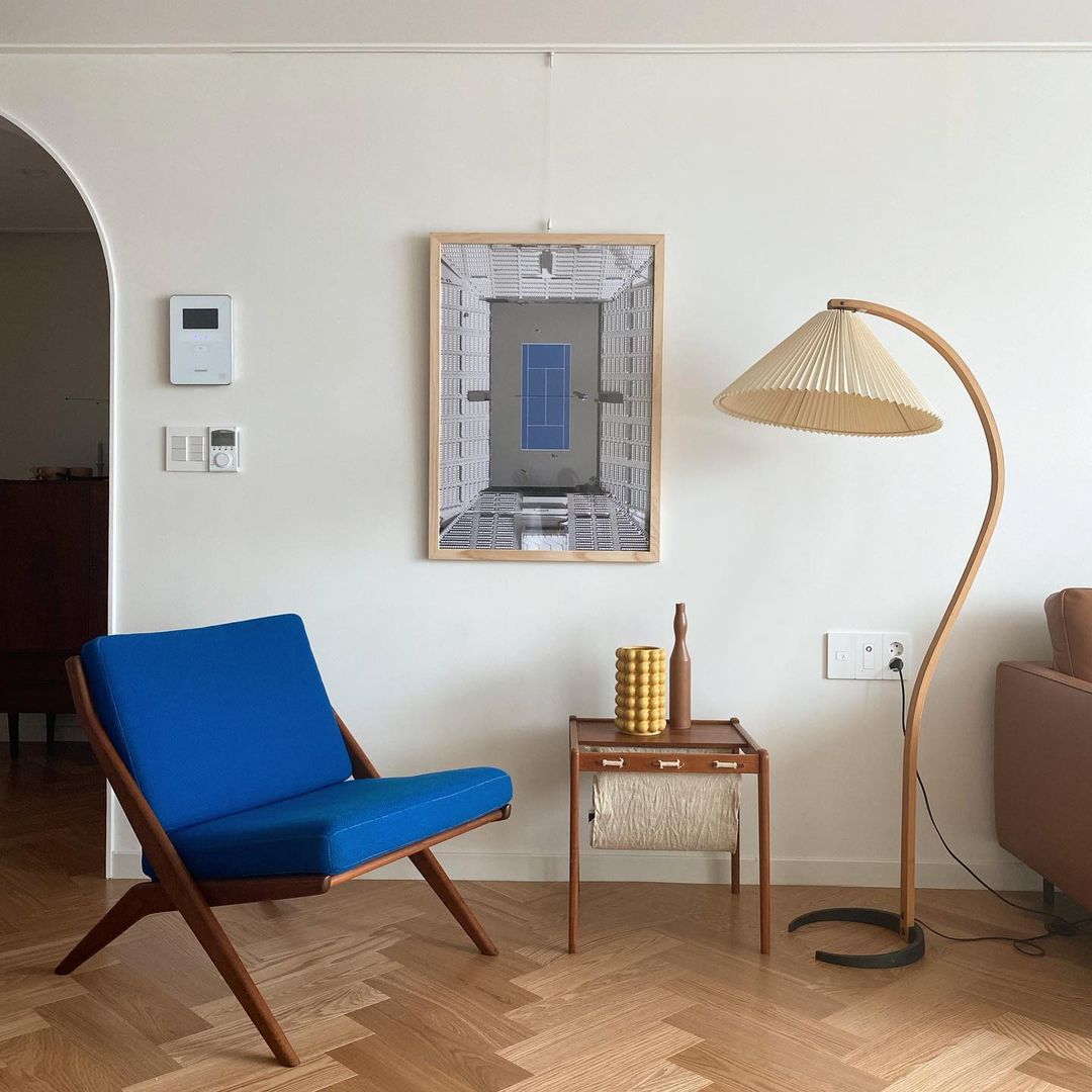 Arched Wood Reading Lamp with Fabric Shade 59 in Tall Modern Over-Sofa Light Natural Finish for Living Rooms Bedrooms Minimalist Standing La