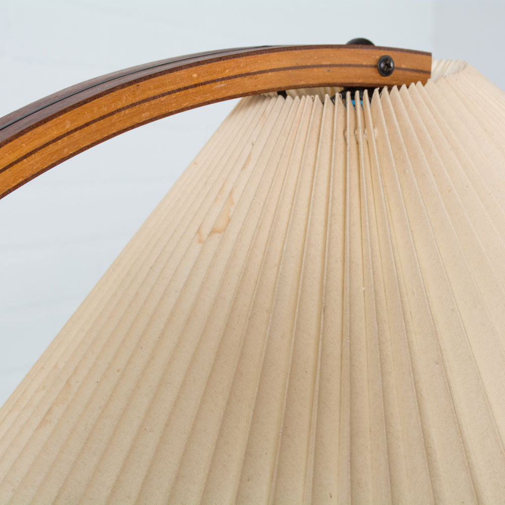 Arched Wood Reading Lamp with Fabric Shade 59 in Tall Modern Over-Sofa Light Natural Finish for Living Rooms Bedrooms Minimalist Standing La