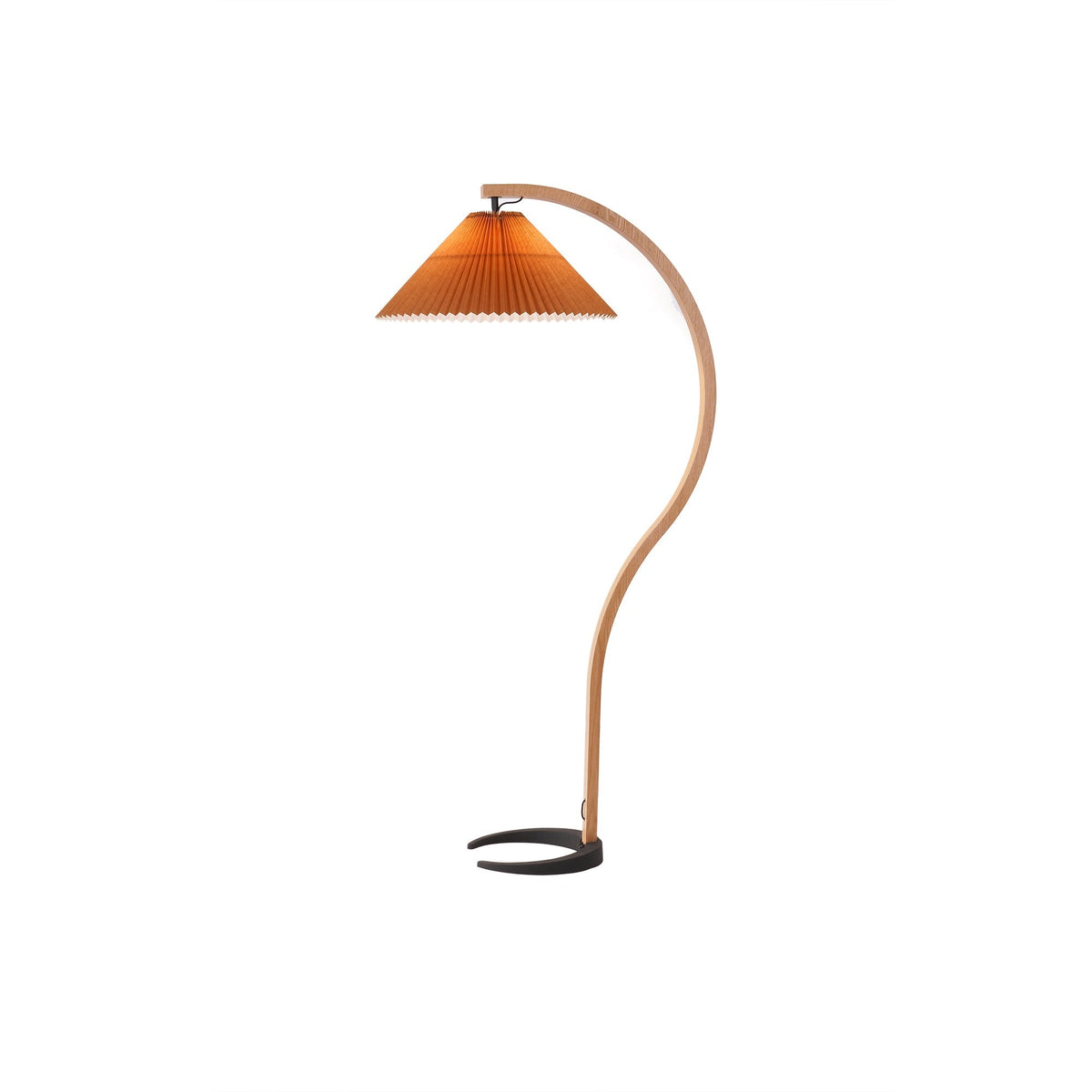 Arched Wood Reading Lamp with Fabric Shade 59 in Tall Modern Over-Sofa Light Natural Finish for Living Rooms Bedrooms Minimalist Standing La