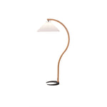 Arched Wood Reading Lamp with Fabric Shade 59 in Tall Modern Over-Sofa Light Natural Finish for Living Rooms Bedrooms Minimalist Standing La