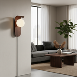 Plug-In Sconce with Frosted Globe and Wood Accent – 10 Inch Height for Bedroom Bathroom Hallway – G9 Socket Dimmable Fixture – Natural or Wa