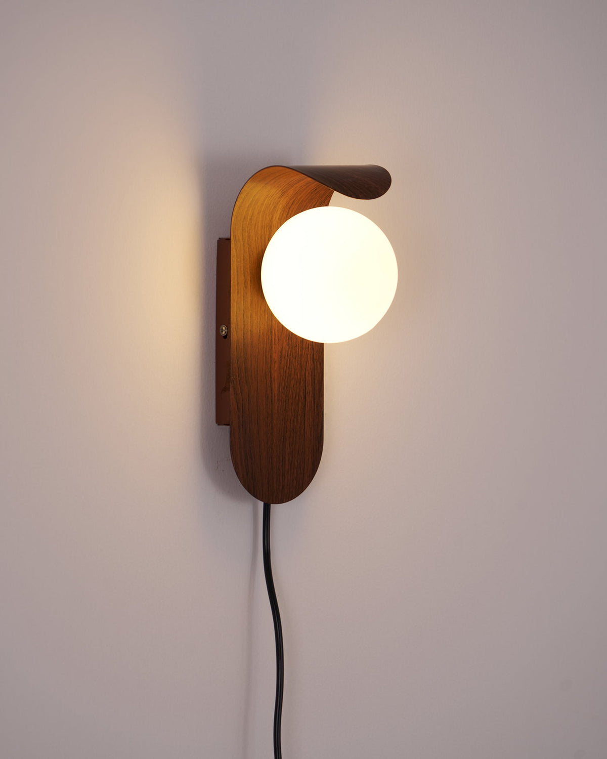 Plug-In Sconce with Frosted Globe and Wood Accent – 10 Inch Height for Bedroom Bathroom Hallway – G9 Socket Dimmable Fixture – Natural or Wa