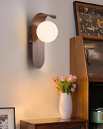 Plug-In Sconce with Frosted Globe and Wood Accent – 10 Inch Height for Bedroom Bathroom Hallway – G9 Socket Dimmable Fixture – Natural or Wa