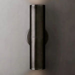 Cylindrical Brass Wall Sconce 12-Inch Glass Shade Dual-Light Fixture for Hallway Bedroom Living Room Entryway
