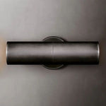 Cylindrical Brass Wall Sconce 12-Inch Glass Shade Dual-Light Fixture for Hallway Bedroom Living Room Entryway