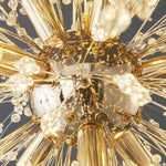 Sparkling Glass Crystal Ceiling Fixture Multi-Head Round & Rectangular LED Overhead Lighting for Dining Room Living Room Entry Hall Foyer Be