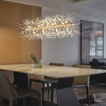 Sparkling Glass Crystal Ceiling Fixture Multi-Head Round & Rectangular LED Overhead Lighting for Dining Room Living Room Entry Hall Foyer Be