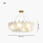 Glass Feather Ceiling Light Fixture 20 in Round Gold White LED Adjustable Color Temp for Dining Living Bedroom Contemporary Home Decor