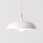 Dome Pendant Light with Adjustable Cord – Aluminum & Wood Accent for Dining Room, Kitchen Island & Reading Nook