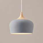 Dome Pendant Light with Adjustable Cord – Aluminum & Wood Accent for Dining Room, Kitchen Island & Reading Nook
