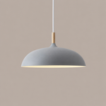 Dome Pendant Light with Adjustable Cord – Aluminum & Wood Accent for Dining Room, Kitchen Island & Reading Nook