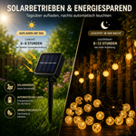 Solar String Lights Outdoor Water-Resistant 33ft LED Globe Fairy Lights for Patio Garden Camping Party Deck Yard Warm White Glow Wireless