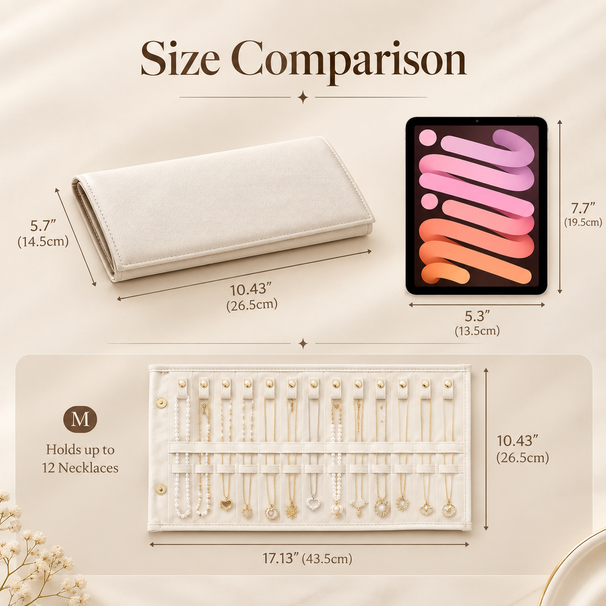 Leather Foldable Roll Up Jewelry Storage Bag