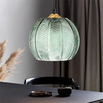 Hanging Ceiling Fixture with Organic Foliage Motif in Translucent Green – 12-Inch Diameter Drop Light for Dining Area, Kitchen Island, or Be
