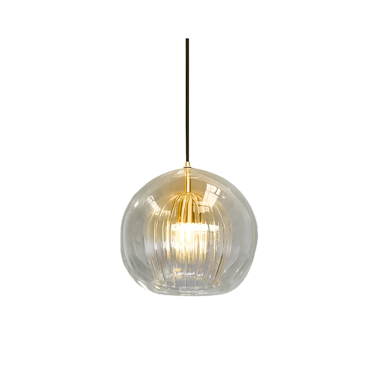 Spherical Glass Hanging Light with Adjustable Height for Kitchen Island, Dining Table, Bedroom | E27 Socket | Modern Orb Fixture for Home