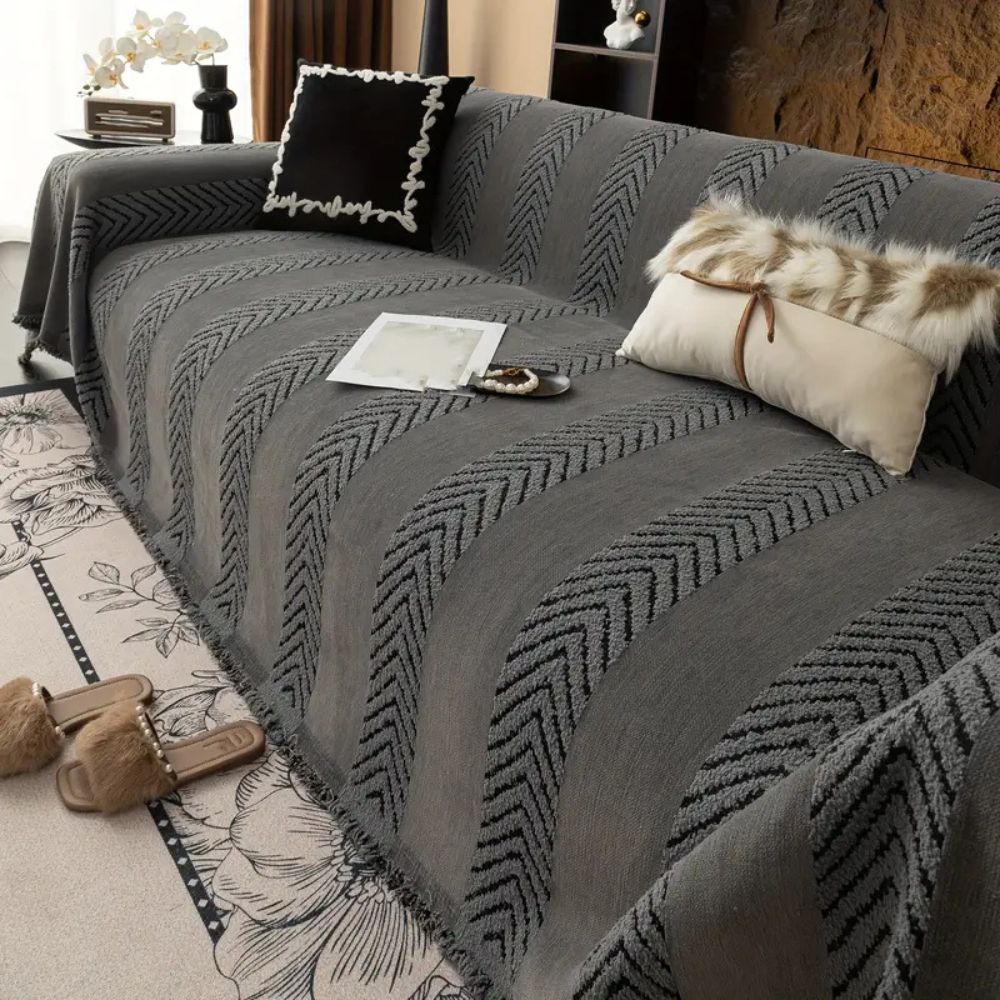 Clo Sofa Cover - Soft Microfiber, Chevron Design for Couch and Sectional