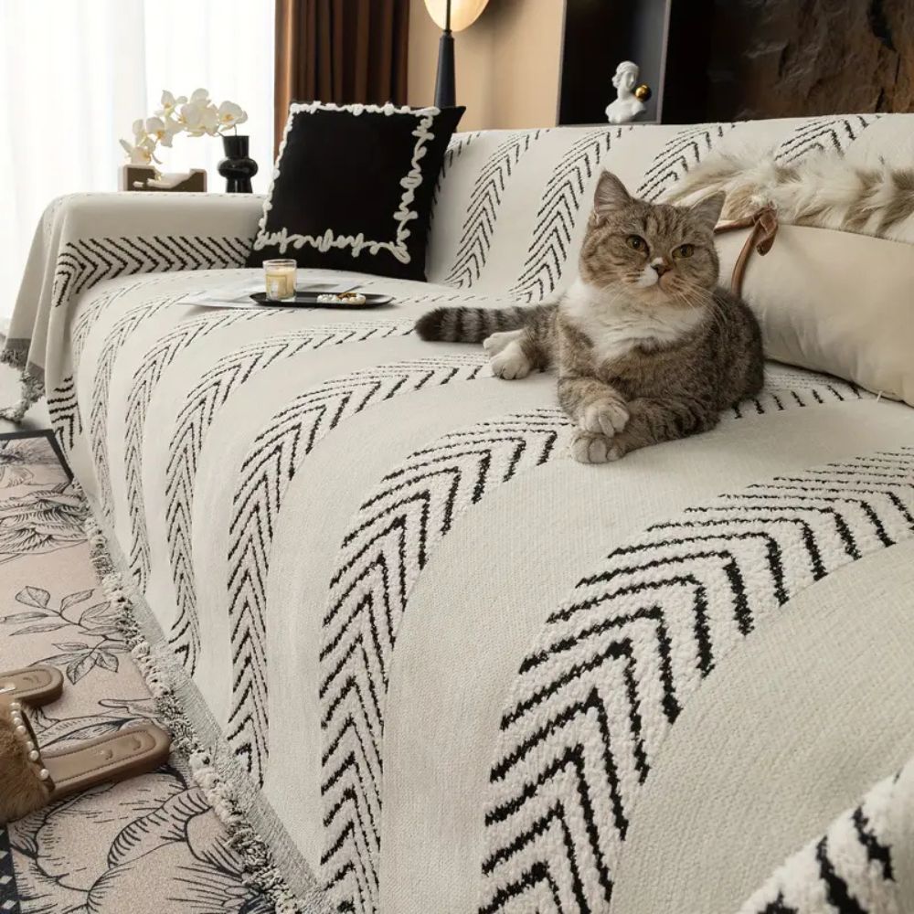 Clo Sofa Cover - Soft Microfiber, Chevron Design for Couch and Sectional