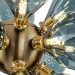 18-Light Glass Globe Ceiling Chandelier Blue Orb Sputnik Design Gold Frame Adjustable Height Hardwired for Dining Room Foyer