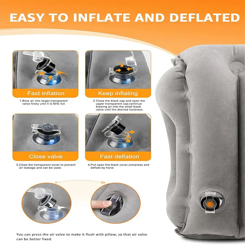 Neck Pillows for Travel, Inflatable Neck Support Pillow with 45 Degree Head Rest, Compact Travel Pillow for Airplane