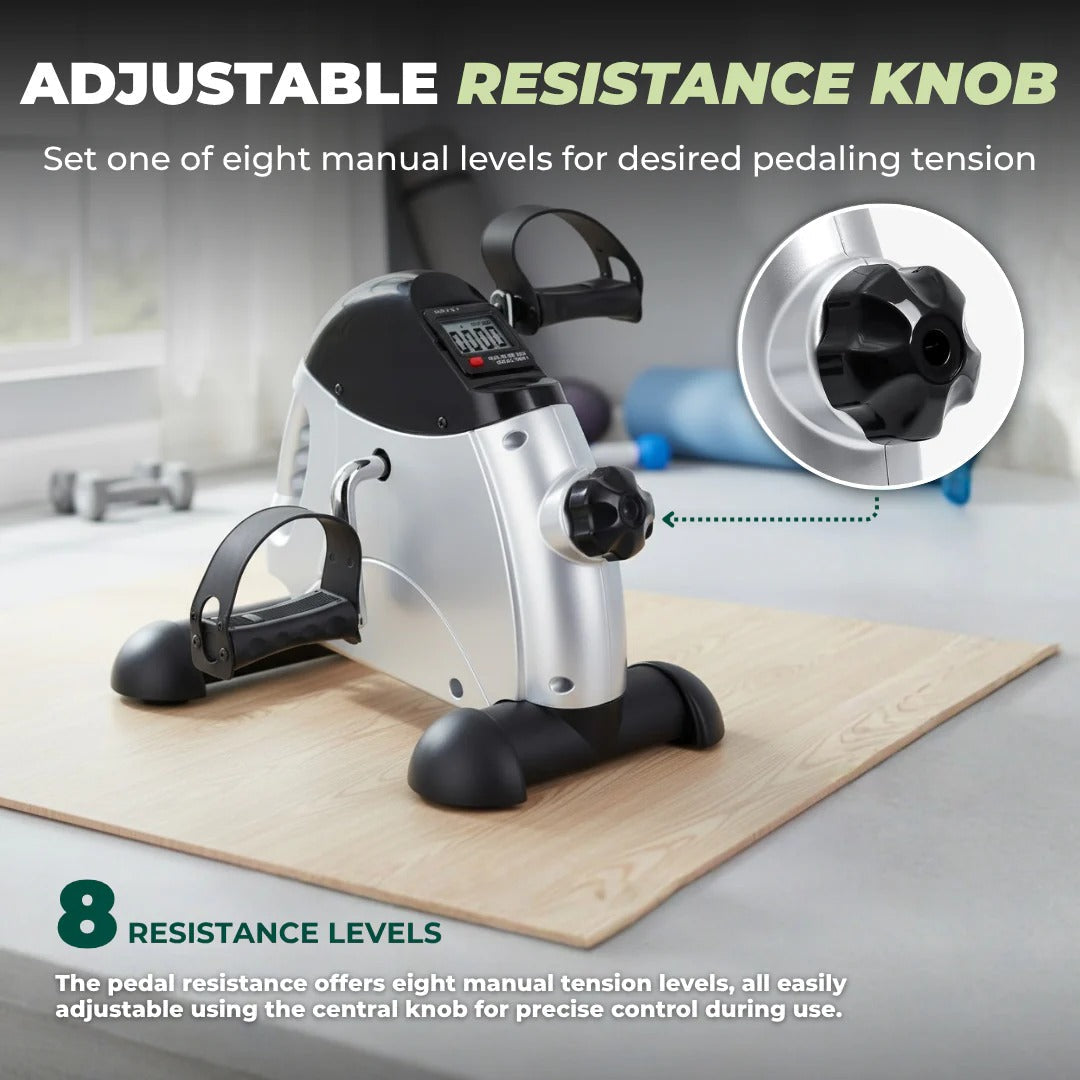 Compact Pedal Exerciser | Adjustable Resistance with Digital Display for Full-Body Workouts