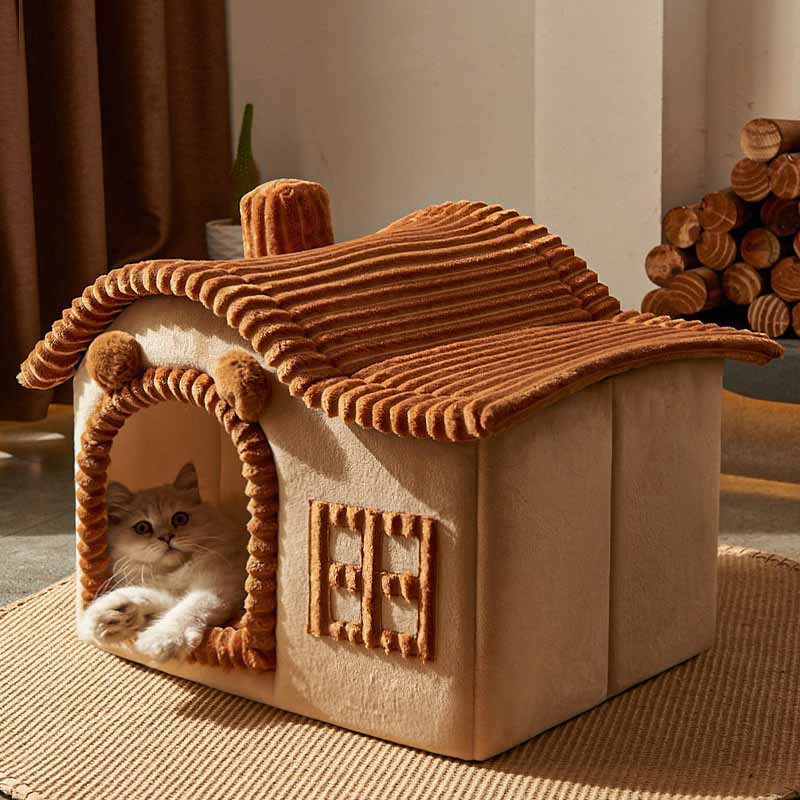 Plush Hideaway Cat Bed for Warm Comfortable Sleep - Dotisk