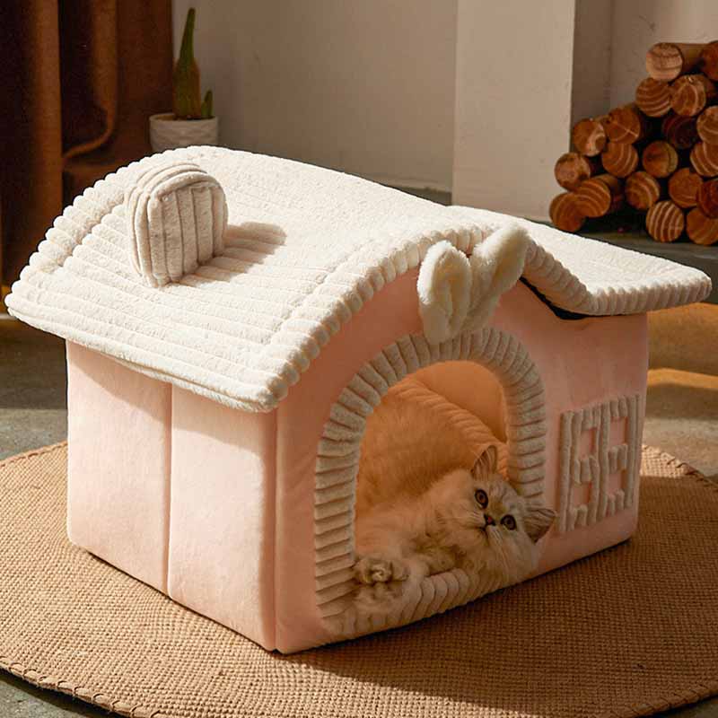 Plush Hideaway Cat Bed for Warm Comfortable Sleep