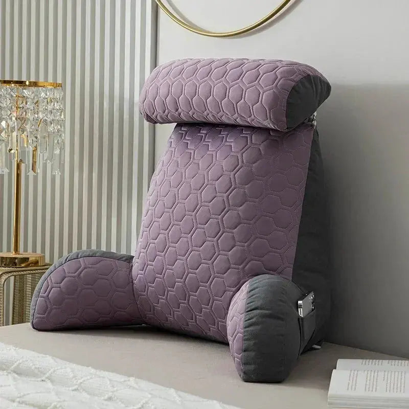 Dotisk Cozy Lounge | Reading Pillow for Bed with Side Pockets & Washable Cover | Comfortable Backrest Pillow for Relaxation