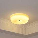 Glass Dome Flush Mount Light Fixture 16 in Cream Round LED Ceiling Lamp for Bedroom Living Room Dining Room Low Profile Dimmable Modern Home