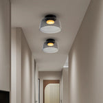 Layered Glass Ceiling Light Modern Multi-Tier Flush Mount Fixture with LED Hardwired for Kitchen Dining Room Bedroom Living Room