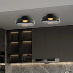 Layered Glass Ceiling Light Modern Multi-Tier Flush Mount Fixture with LED Hardwired for Kitchen Dining Room Bedroom Living Room