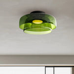 Layered Glass Ceiling Light Modern Multi-Tier Flush Mount Fixture with LED Hardwired for Kitchen Dining Room Bedroom Living Room