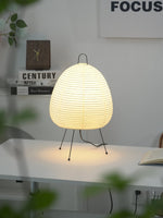 Handcrafted Paper Shade Accent Lamp 10 in Wide Warm Glow LED Bedside Nightlight for Bedroom Office Desktop Reading Nook Minimalist Japanese