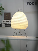 Handcrafted Paper Shade Accent Lamp 10 in Wide Warm Glow LED Bedside Nightlight for Bedroom Office Desktop Reading Nook Minimalist Japanese