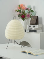 Handcrafted Paper Shade Accent Lamp 10 in Wide Warm Glow LED Bedside Nightlight for Bedroom Office Desktop Reading Nook Minimalist Japanese