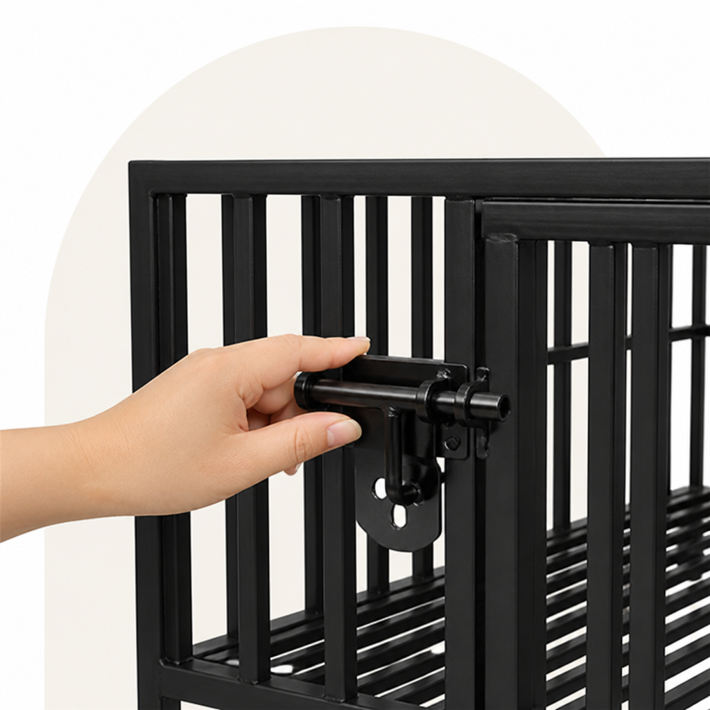 Dotisk Heavy-Duty Metal 3-Door Dog Crate (Lockable Wheels)