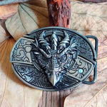 Oval Bull Skull Belt Buckle with Hidden Knife