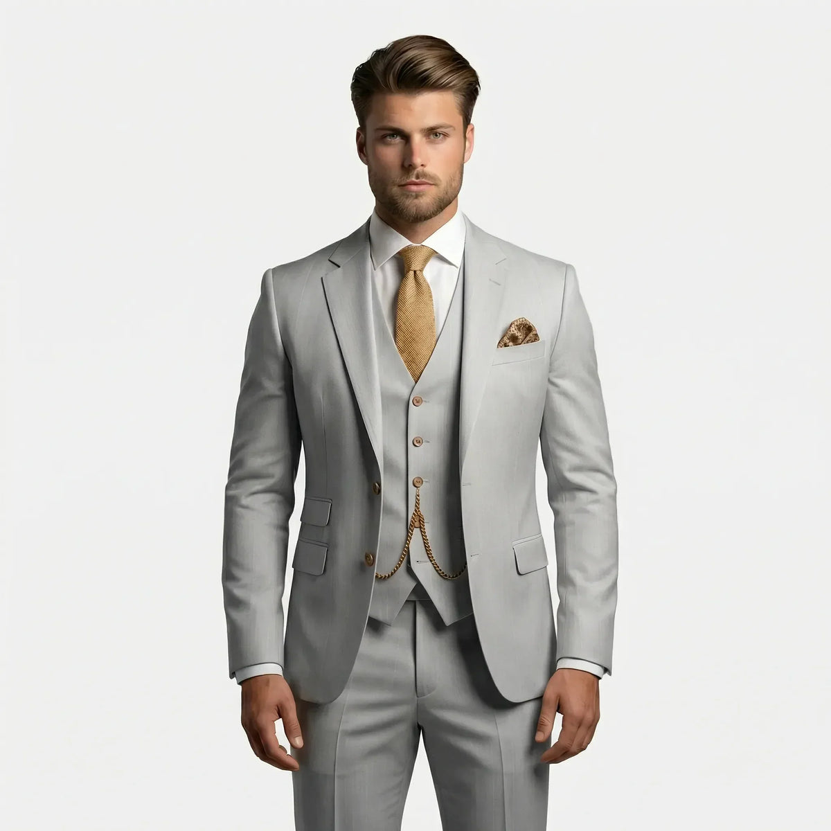 Three-Piece Slim Fit Suit for Men – Tailored Jacket, Vest & Pants Set for Formal Occasions, Weddings, Office & Business Events