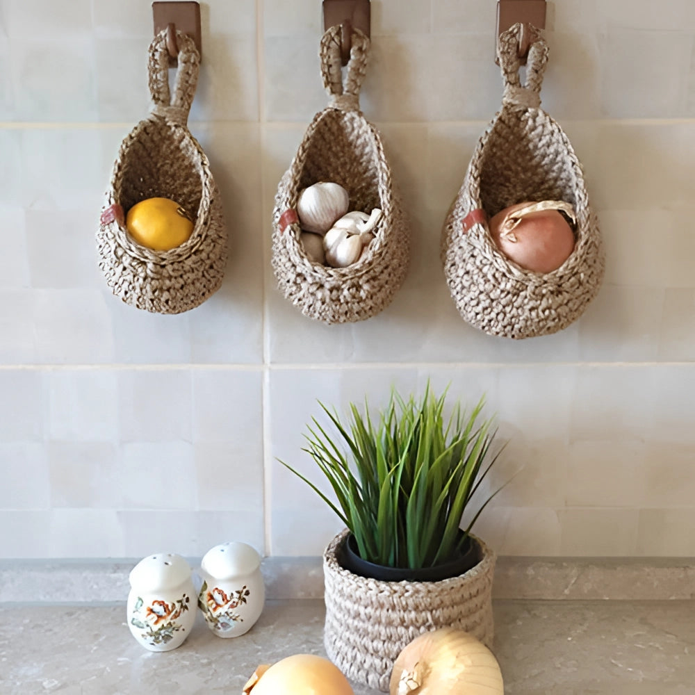 Eco-Friendly Jute Hanging Baskets | Handcrafted Storage Solution for Home