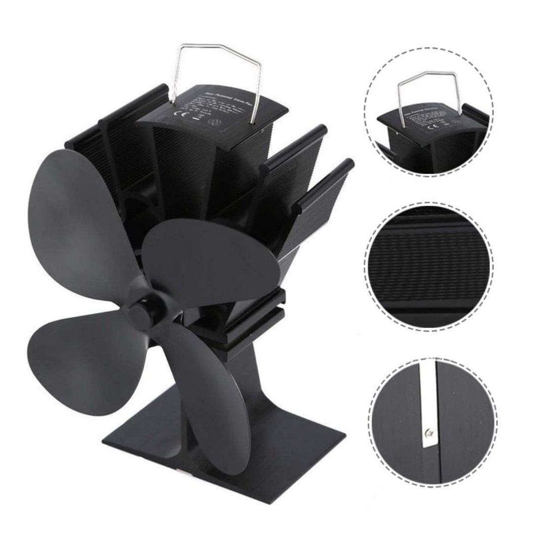 Heat Powered Wooden Stove Aluminum Air Fan