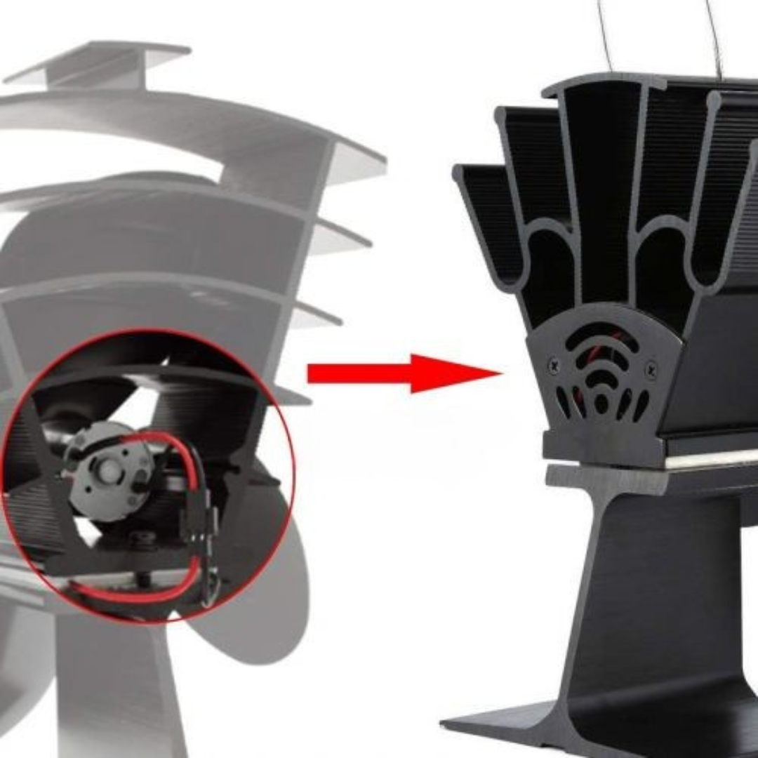 Heat Powered Wooden Stove Aluminum Air Fan