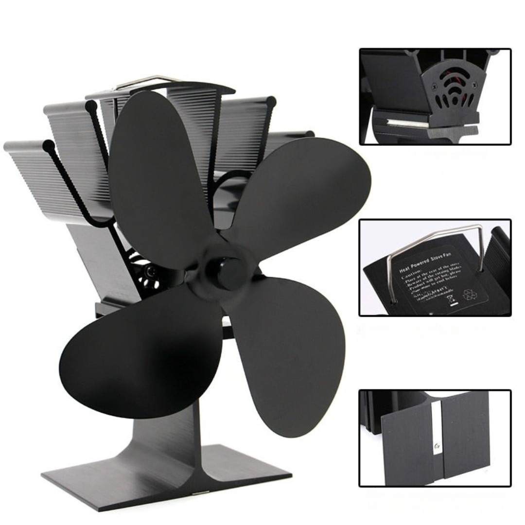 Heat Powered Wooden Stove Aluminum Air Fan