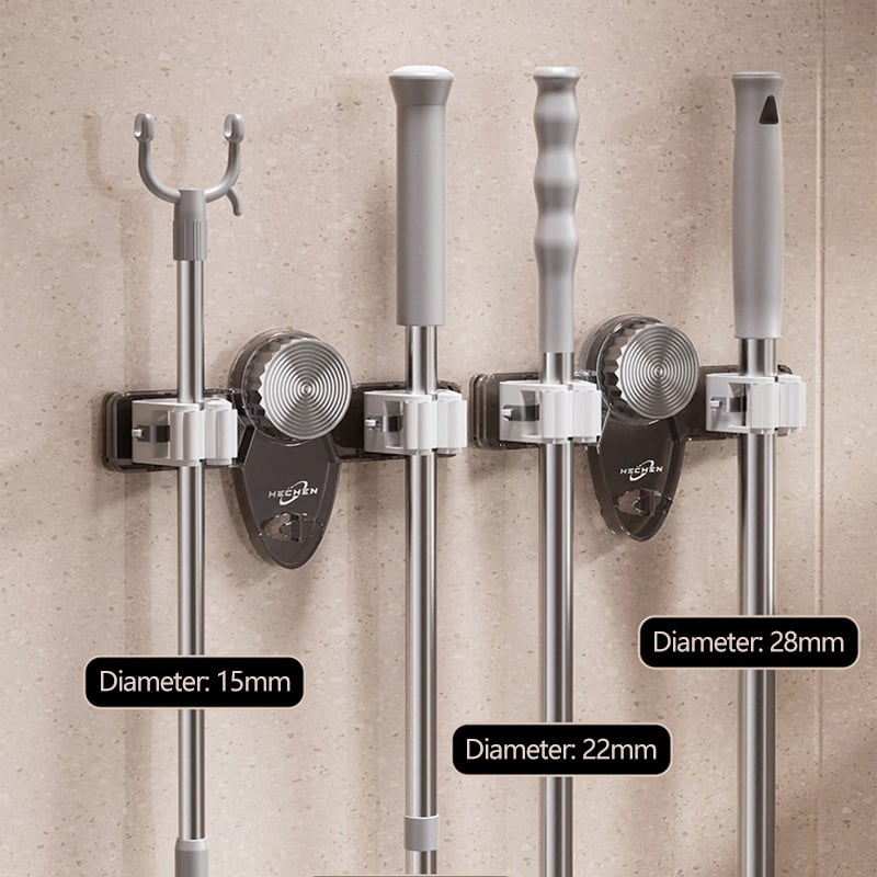 Efficient Storage Solutions | Heavy Duty Mop and Broom Holder with Powerful Suction Cups | Space-Saving Organizer for Clutter-Free Living