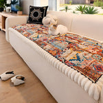 Elysian Couch Cover - Quilted Microfiber, Ethnic Design, Non-Slip