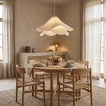 Layered Fabric Flower Pendant Light Fixture – Adjustable Modern Hanging Lamp for Dining Room & Bar – Metal Frame E26/E27 Socket