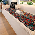 Elysian Couch Cover - Quilted Microfiber, Ethnic Design, Non-Slip