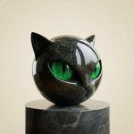 Glossy Resin Feline Figurine with Mesmerizing Gaze – Decorative Cat Statue for Desk, Shelf & Living Room Display – Modern Animal Sculpture